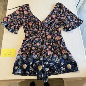 TRIXXI Floral Print Romper with Ruffle Sleeves Size Large